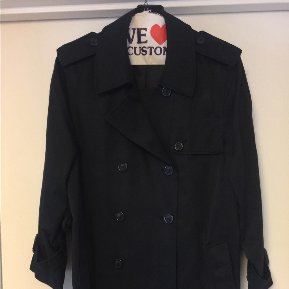 Black trench coat.